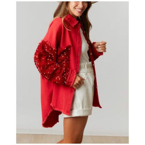 Red glam shacket