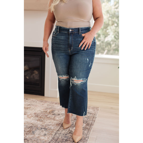 Whitney High Rise Distressed Wide Leg Crop Jeans