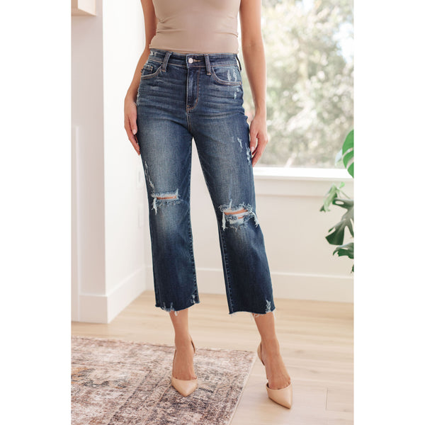 Whitney High Rise Distressed Wide Leg Crop Jeans