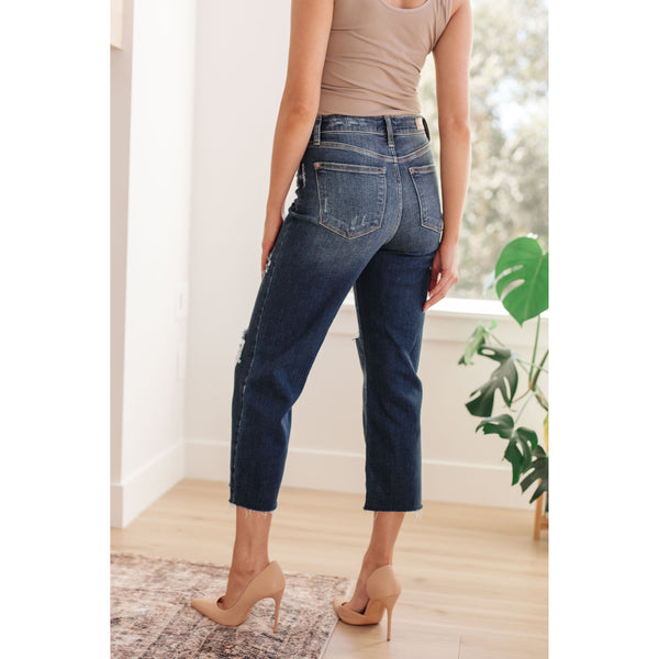 Whitney High Rise Distressed Wide Leg Crop Jeans