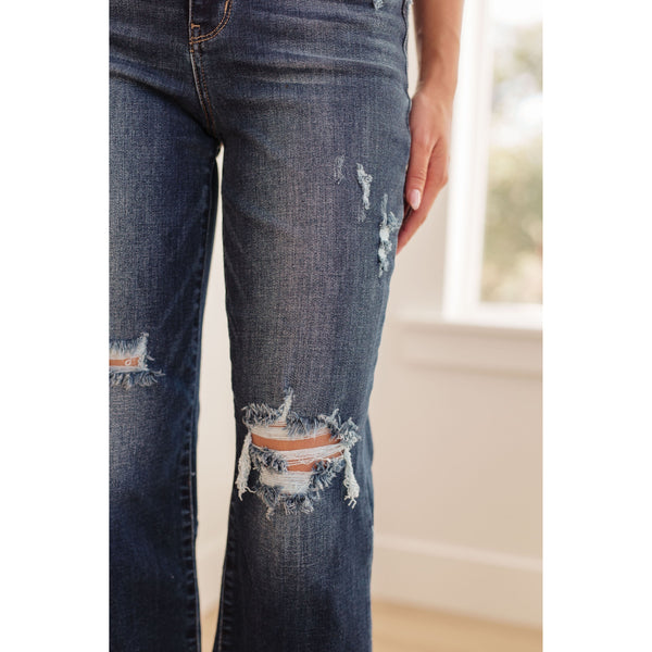 Whitney High Rise Distressed Wide Leg Crop Jeans