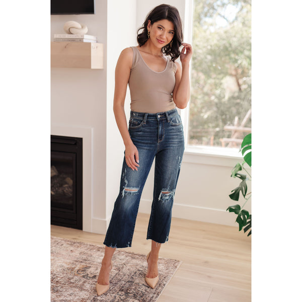 Whitney High Rise Distressed Wide Leg Crop Jeans