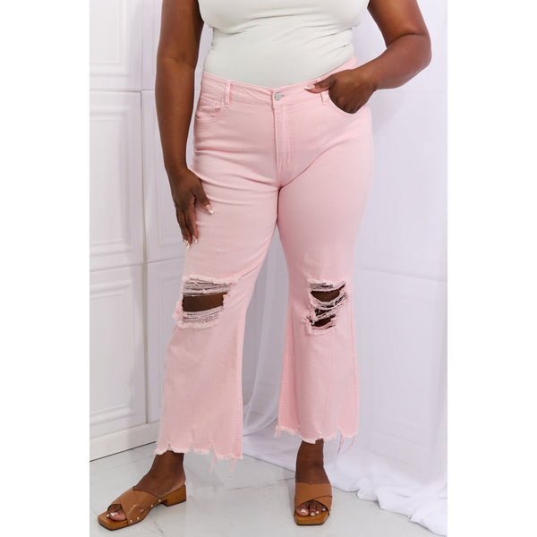 RISEN Miley Full Size Distressed Ankle Flare Jeans