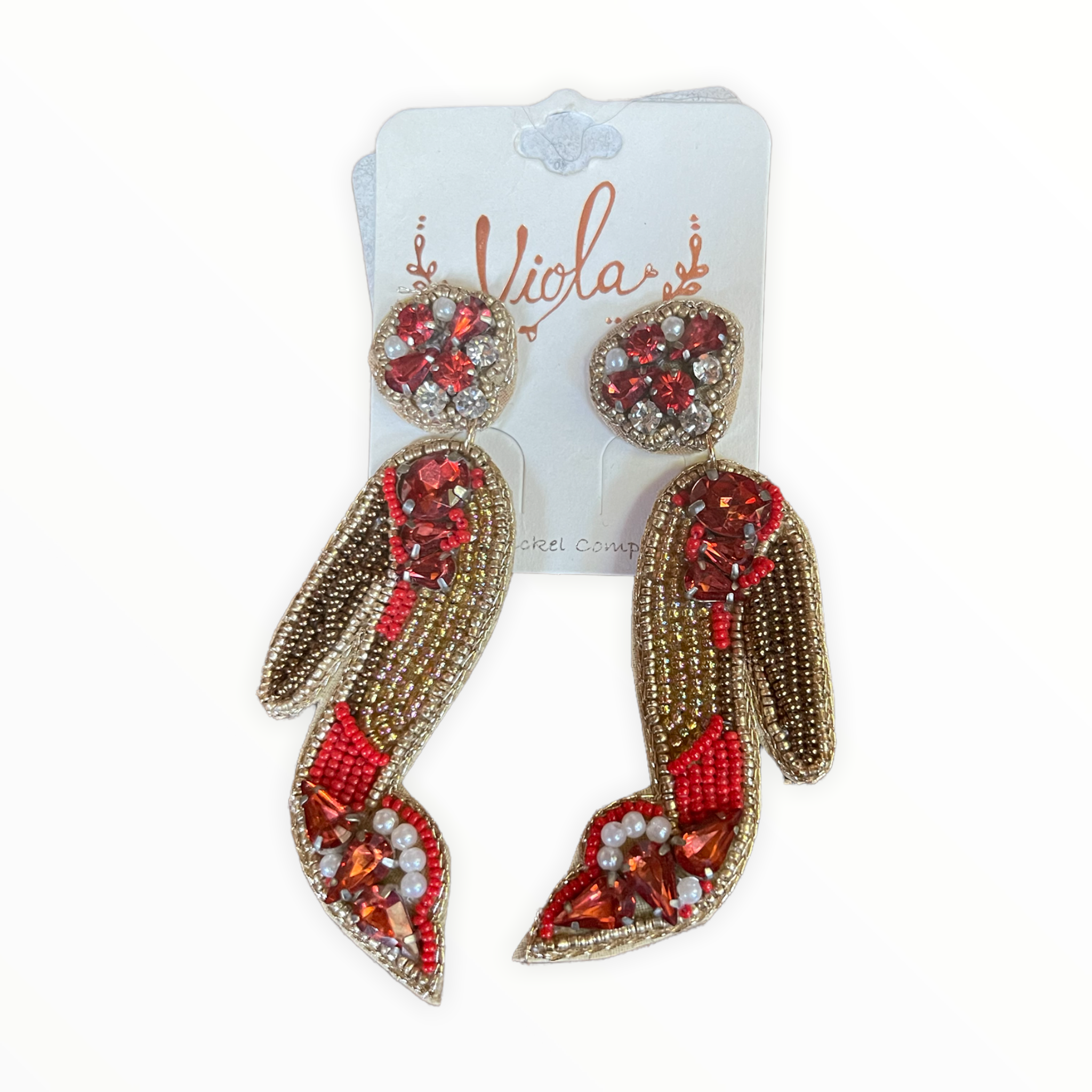 Red heel earring