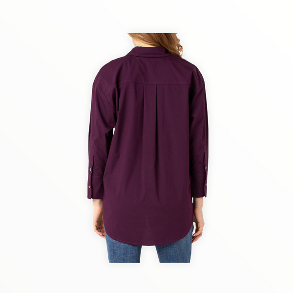 Oversized classic button down in mulberry