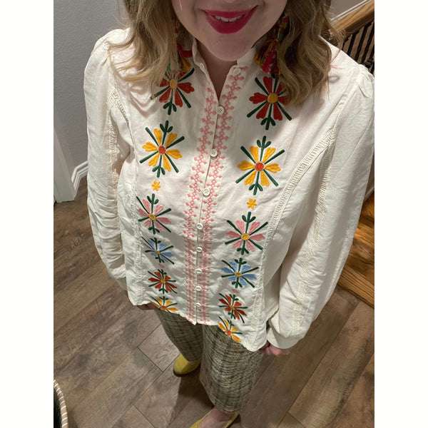 Embroidery button down