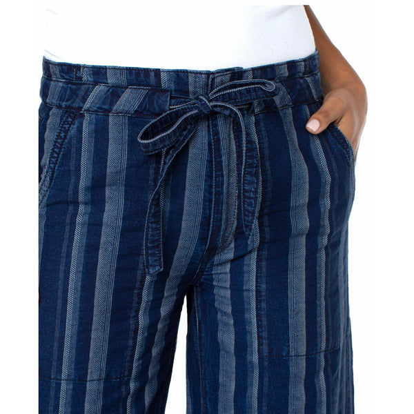 High rise crop stripe jean